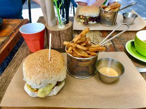 Cauliflower burger with chips (GF buns available I think)  at 108 Paradise Cafe - Maybe closed in North Sydney