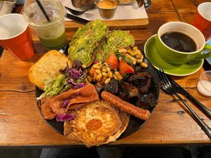 Vegan Big Breakfast with added hash brown  at 108 Paradise Cafe - Maybe closed in North Sydney