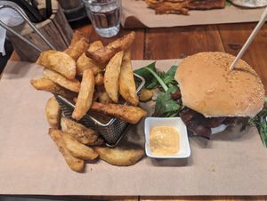 BBQ Pork Burger and Chips at 108 Paradise Cafe - Maybe closed in North Sydney