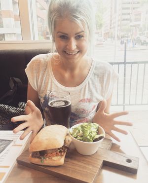 Seitan popcorn chicken burger at The Street Eatery in Calgary