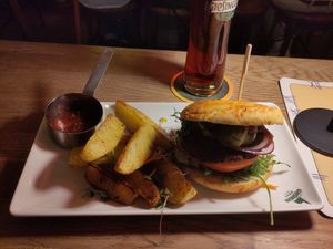 Greenforce Burger and Innovator beer at Giesinger Bräu in Munich