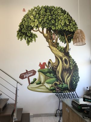 Gorgeous artwork inside  at Terre Vegane in Rixheim