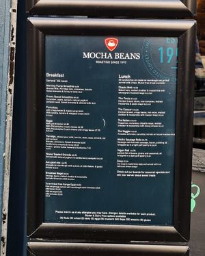 The menu. at Mocha Beans in Galway