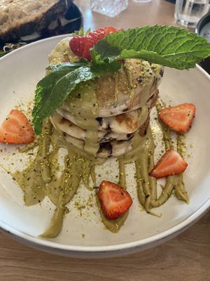 Pistachio pancakes (gluten free)  at Paledo in Hamburg