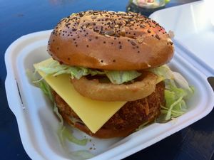 BIFFs Jack burger - so yum!! at Broadway Vegan Market in East London