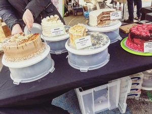 Cakes from The Sunny Spoon stall - beautiful and delicious! at Broadway Vegan Market in East London