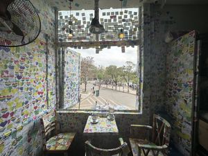 Try to bag a seat near the window for views of the lake  at The Note Coffee in Hoi An