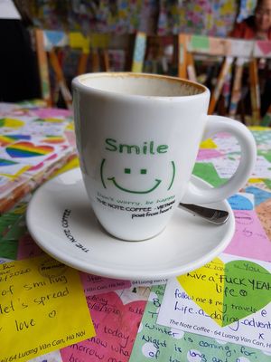 try the caramel latte with soy milk! It's great :) at The Note Coffee in Hoi An