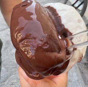 Chocolate and banana   at La Bottega del Gelato in Pisa