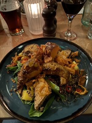 Jerk roasted pumpkin & tofu dish   at The Old Bridge Inn in Aviemore