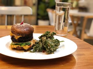 Portobello burger  at Wholesome Savour in Central Singapore