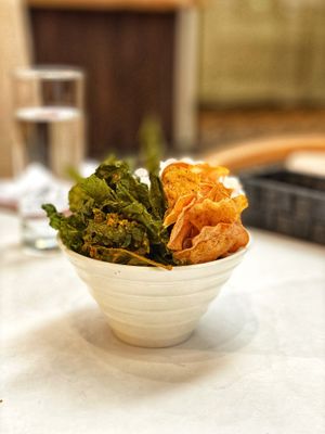 Dehydrated kale and sweet potato chips  at Wholesome Savour in Central Singapore