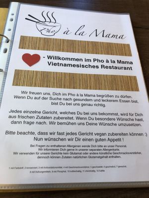 menu. Nearly everything can be made vegan  at Pho a la Mama in Stuttgart