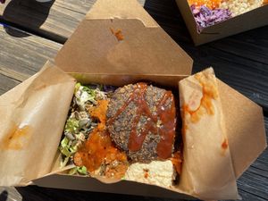 Salad box with Patti and Pakoras  at Master Foody Moody's in Margate