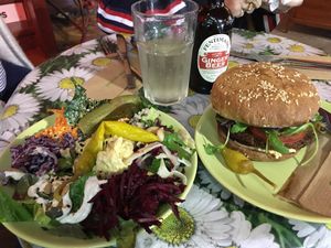 Burger, salad and ginger beer   at Master Foody Moody's in Margate