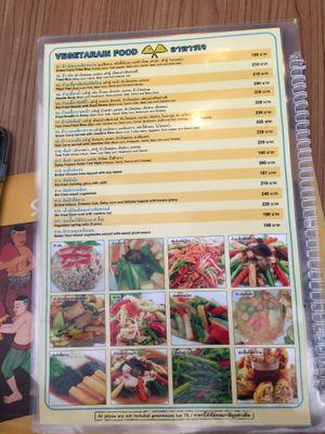 Vegetarian menue is on the back side of menue at BKK - Silom Village Restaurant - F in Bangkok