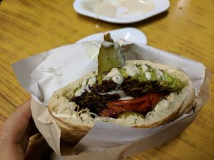 Falafel burger in pita  at Miznon - Ibn Gabirol in Tel Aviv