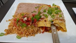 Vegan enchiladas at Diego's in Newport
