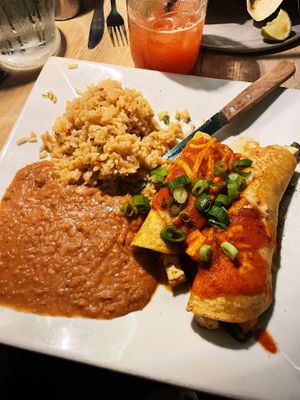 Vegan enchiladas  at Diego's in Newport