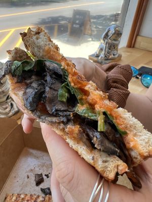 Inside of mushroom sandwich   at Vegetalien in Beacon
