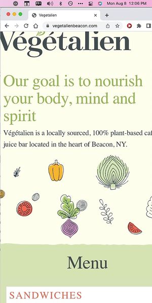 The website on August 8th, that mentions nothing about early closings or anything else. at Vegetalien in Beacon