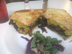 Mushroom panini with avocado  at Vegetalien in Beacon