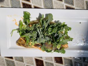 Scallion pancakes (half eaten)  at LuAnne's Wild Ginger - Franklin in Brooklyn