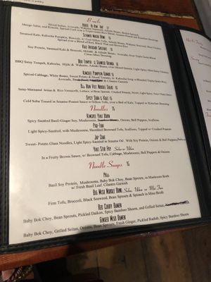 Menu bowls and noodles   at LuAnne's Wild Ginger - Franklin in Brooklyn