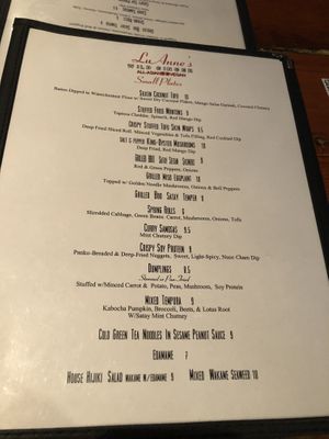 Menu small plate   at LuAnne's Wild Ginger - Franklin in Brooklyn