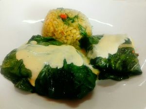 Chard rolls at Agape Restaurante Vegetariano in Cochabamba