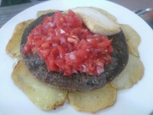 Riquísimo silpancho 100% vegano at Karott Proveedora Catering and Restaurante Vegano in Cochabamba