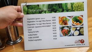 Vegetarian (and mostly vegan) menu at Gyoza no Umechan in Nikko