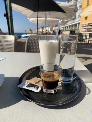 Coffee with rice milk at Caffe Teater in Piran