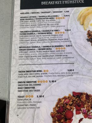 Menu at Caffe Teater in Piran