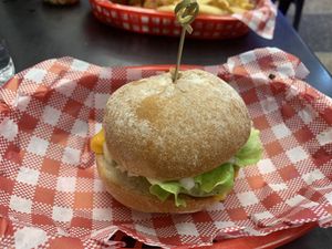 Mini phish burger  at Lord of the Fries in Surfers Paradise