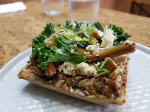 Waffles and mushrooms at VanFruct Campineanu in Bucharest