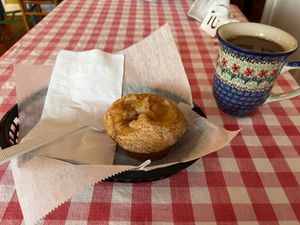 Apple muffin and coffee at Auntie Cathie's Kitchen in Agawam