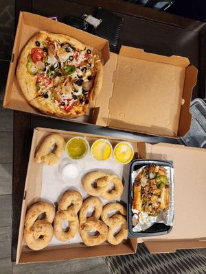 Pizza,  pretzels and Tempe hoogie at Mellow Mushroom in Raleigh