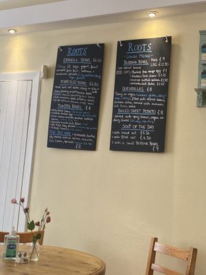 Menu at Roots in Edinburgh