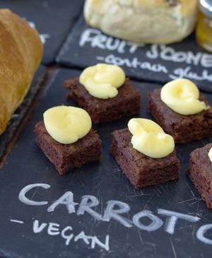Vegan carrot cake at Roots at Roots in Edinburgh