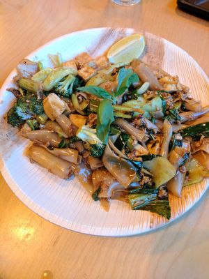 Pad siu (ordered by vegetarian friend with egg but can be ordered without) at Chang Ba Thai Restaurant in Haifa