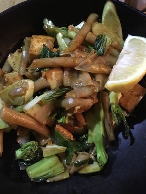 Noodles with veggies in sweet sauce. You should ask not to put eggs in.  at Chang Ba Thai Restaurant in Haifa