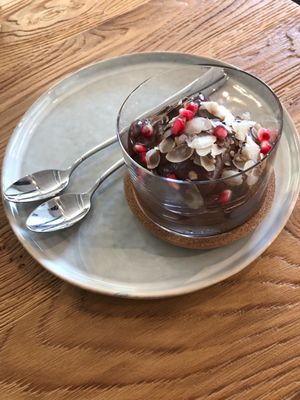 Raw chocolate mousse at Cafe Parallel 43 in Sofia