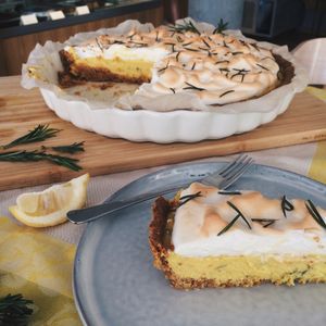 french lemon rosemary tart at Cafe Parallel 43 in Sofia