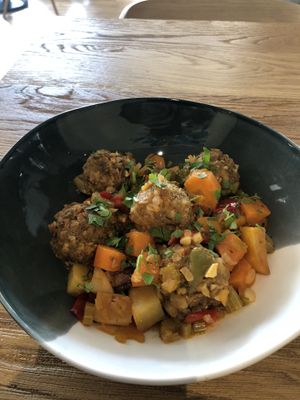 Lentil and bulgar “meat” balls at Cafe Parallel 43 in Sofia
