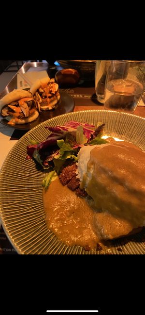 Katsu and bao buns on the back  at Noodle Lab in London