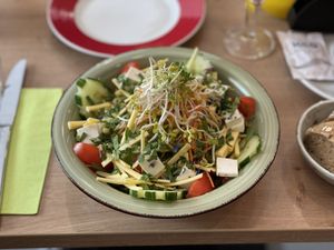 Salad with vegan cheese - Café Alter Markt, Euskirchen   at Cafe Alter Markt in Euskirchen