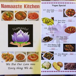 Menu: Vegan Specials at Namaaste Kitchen in Nyaungshwe
