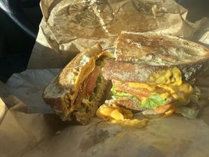 Vegan ham and cheese so good!!!  at Mudgie's in Detroit