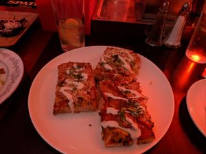Vegan Sicilian Pizza with Creamy Cashew Cheese at Strange Town in Milwaukee